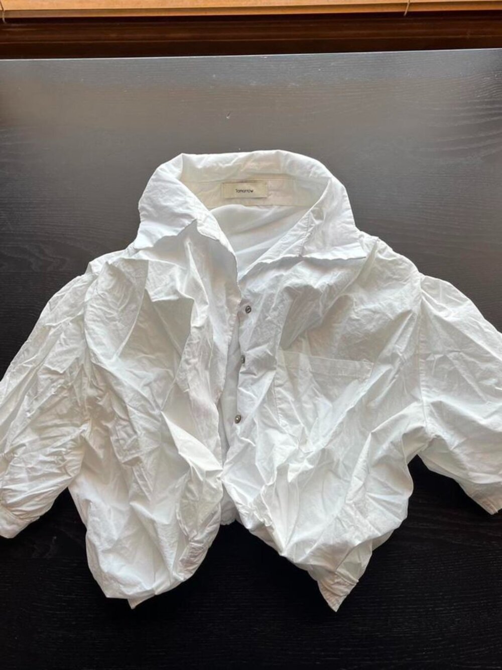 Tomorrow White Structured Cropped Button-Up - Picture 2 of 9